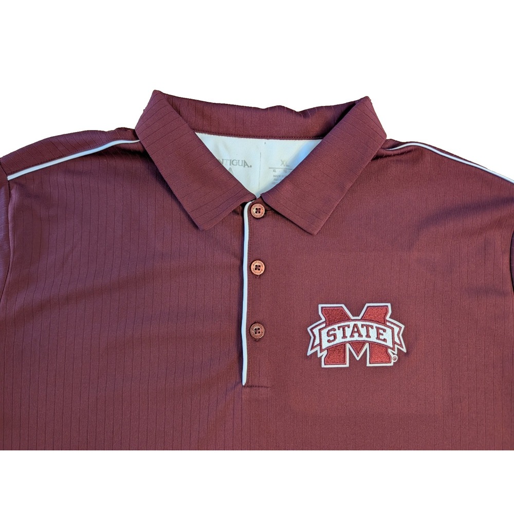 Mississippi State Bulldogs Embroidered Golf Polo Shirt Men's L Maroon Football